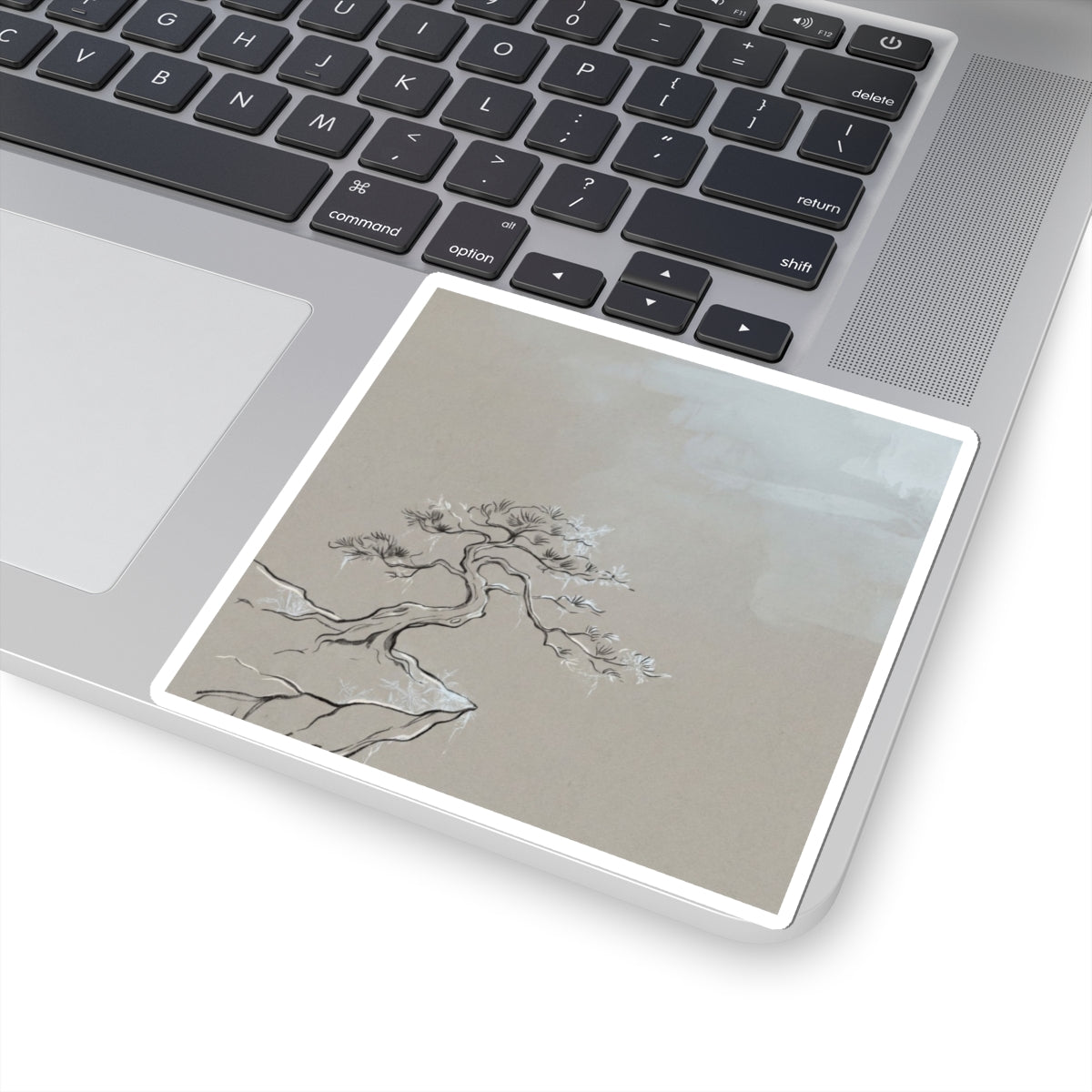 Pine Tree Minimal Line Sticker | Elegant Japandi Art Art Print