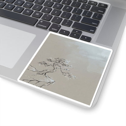 Pine Tree Minimal Line Sticker | Elegant Japandi Art Art Print