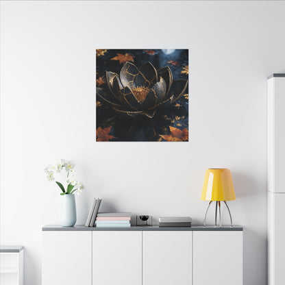 Moonlight Lotus Flower Canvas Art - Kintsugi Fukinsei