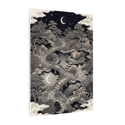 Moonlit Garden Ukiyo E Inspired Canvas Art | Serene Zen Art