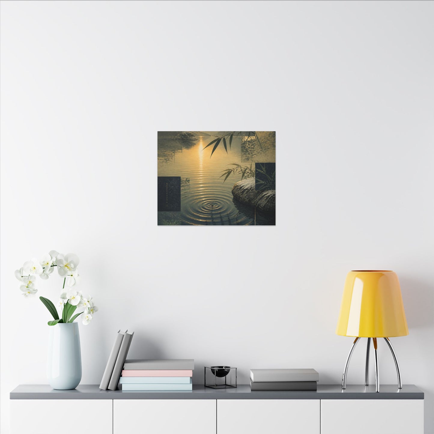 Zen Water Ripple in Golden Hour | Ukiyo E Inspired Canvas Art