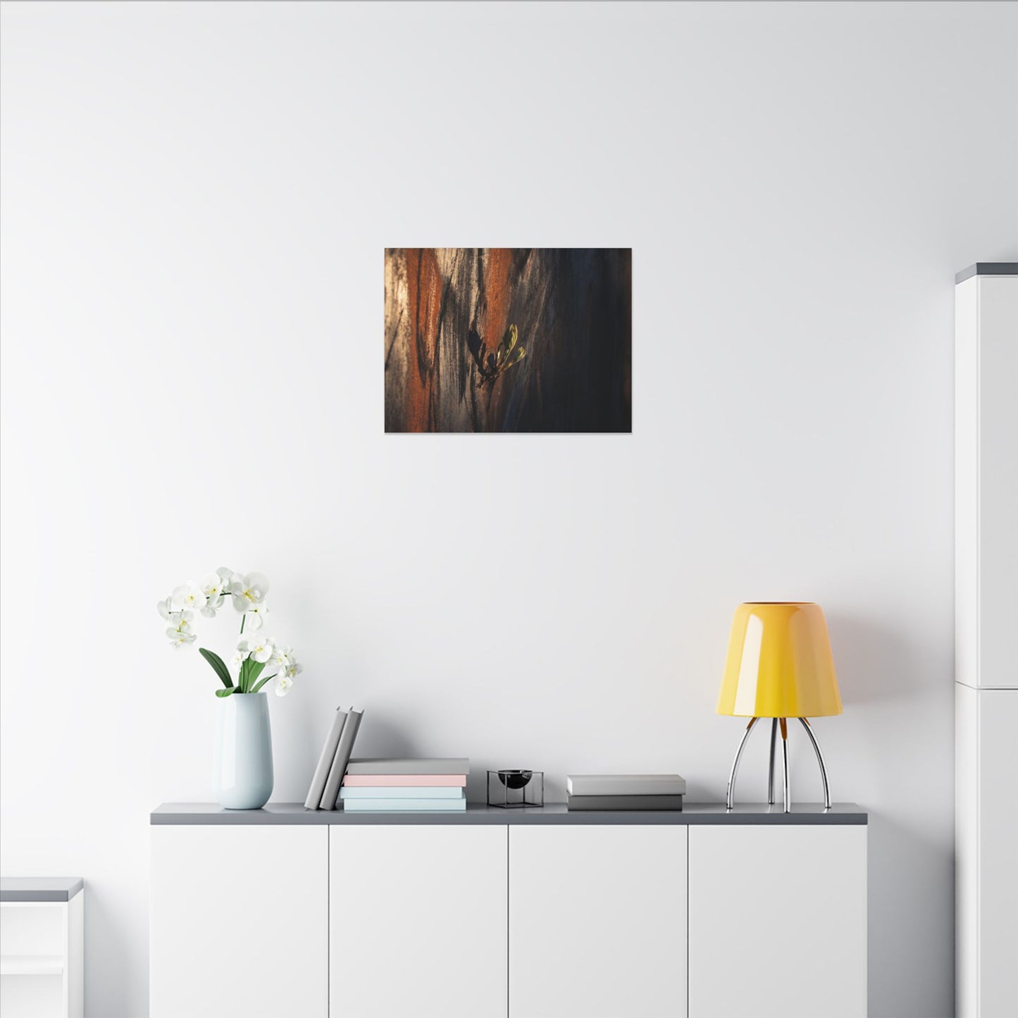 Rust Patina Charcoal Ink Canvas Art | Moody Dark Japandi Art