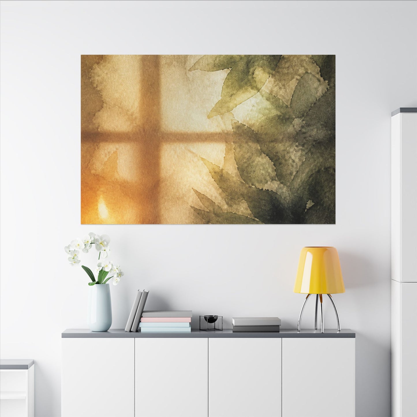 Cozy Shoji Screen Canvas Art - Watercolor Japandi