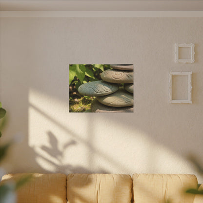 River Stones Summer Canvas Art | Japandi Earthy Design