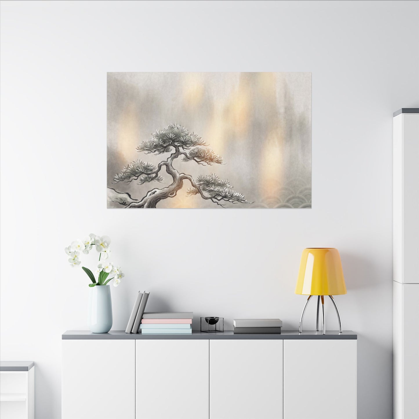 Pine Tree Canvas Art | Winter Japandi Japanese Pattern Art