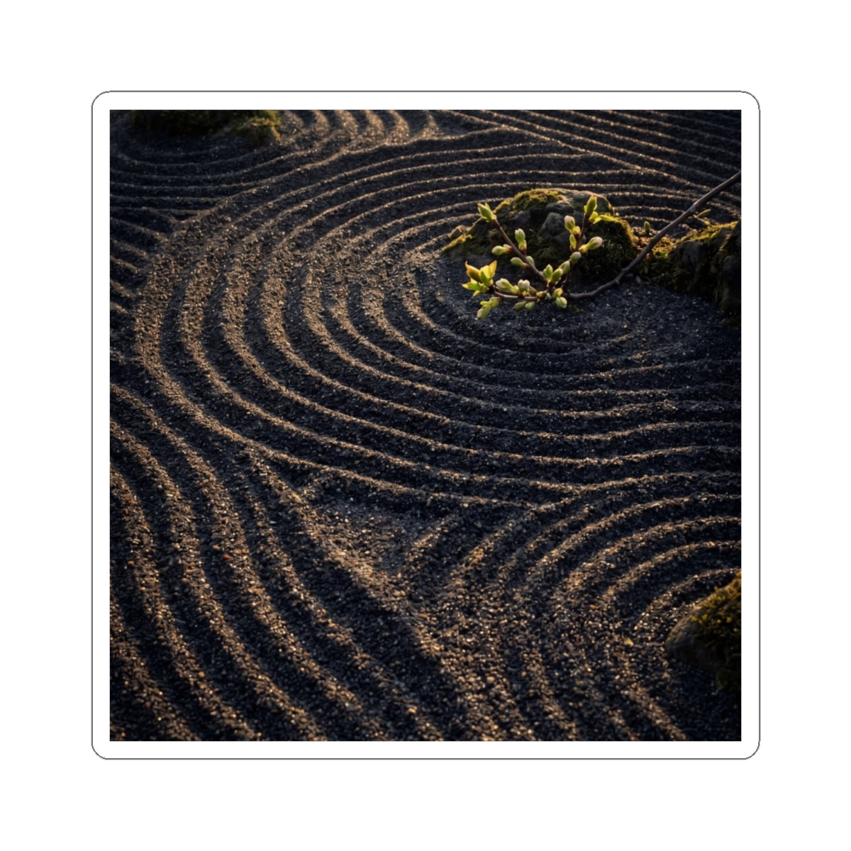 Rock Garden Spring Sticker | Dark Japandi Moody Design