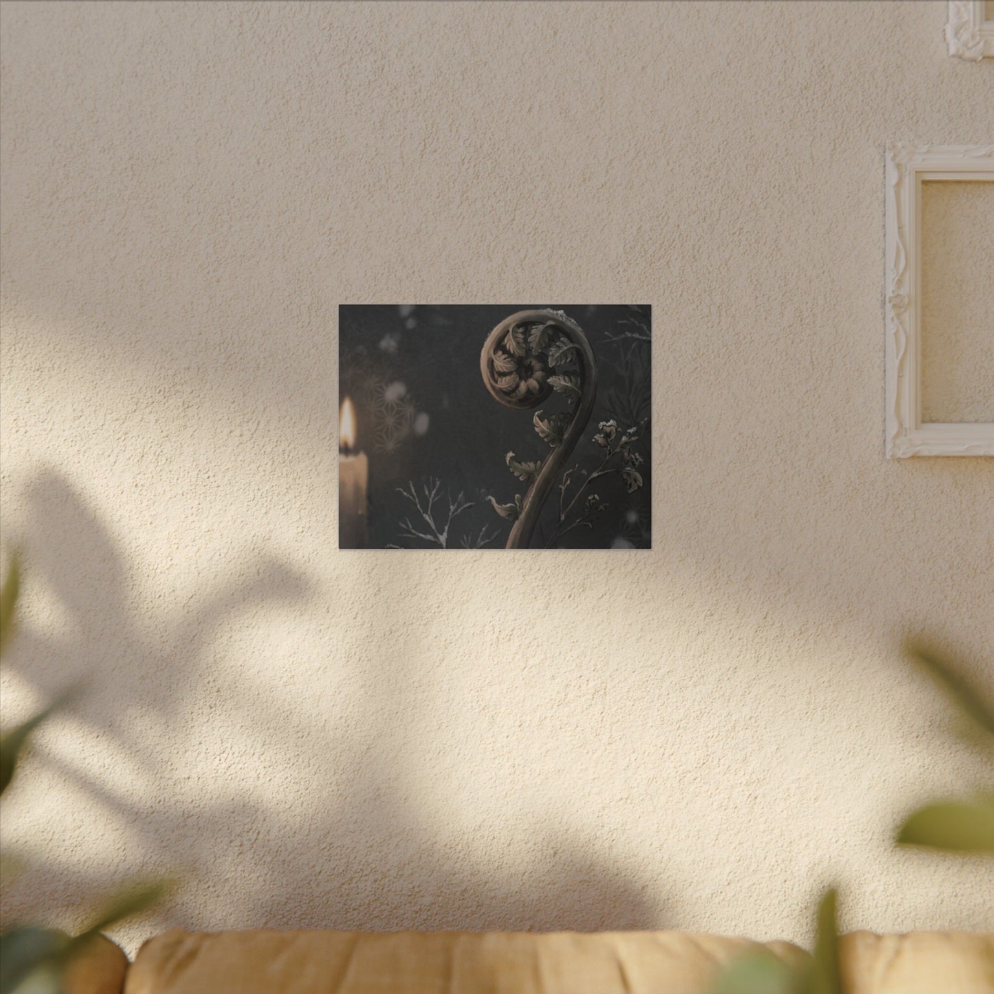 Candlelight Fern Unfurling Canvas Art - Japandi Ma