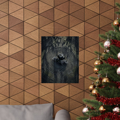 Winter Rock Garden Dark Texture Wall Art Print | Atmospheric Decor