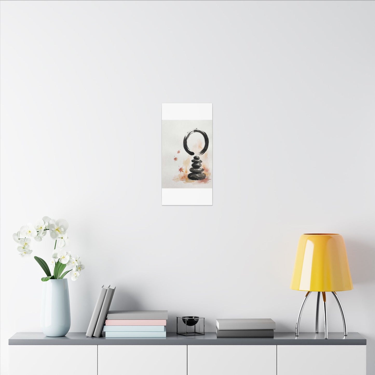 River Stones Canvas Art | Autumn Zen Enso Art
