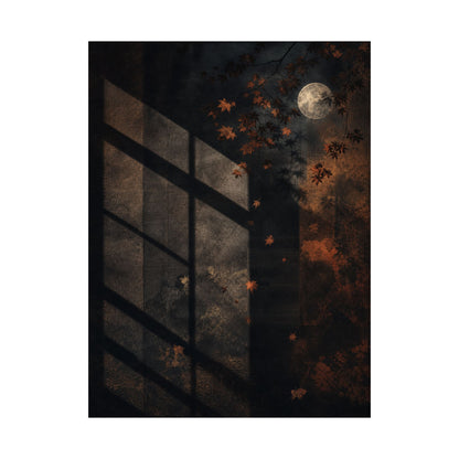 Shadow Play Autumn Wall Art Print | Dark Japandi Luxurious Design