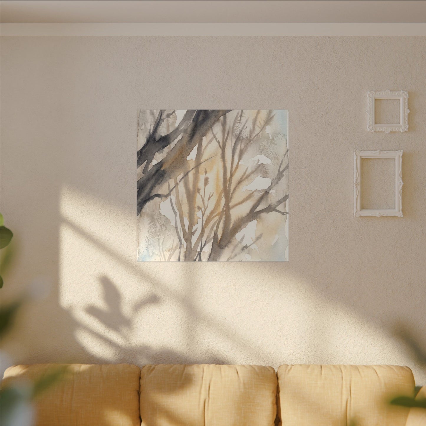Ma Shadow Play Canvas Art - Japandi Watercolor