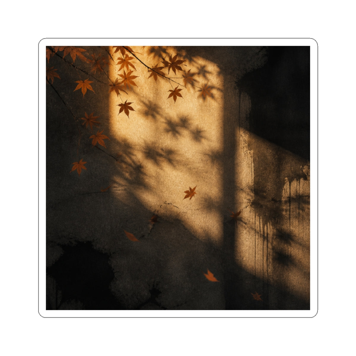 Sophisticated Shadow Play Sticker - Charcoal Ink Dark Japandi