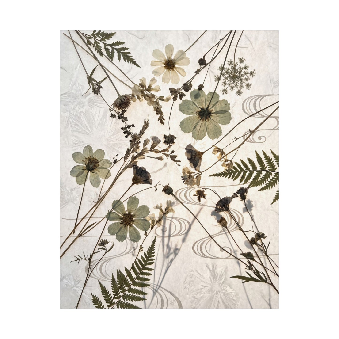 Kanso Dried Flowers Wall Art Print - Japandi Japanese Pattern