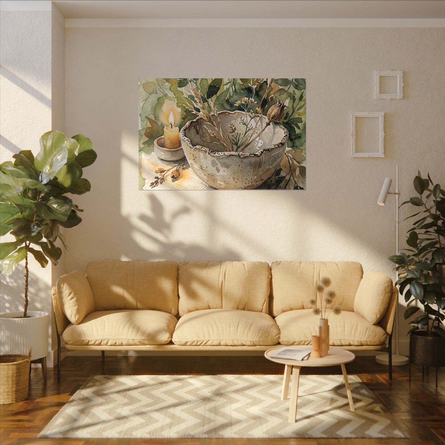 Ceramic Bowl Summer Canvas Art | Japandi Elegant Design