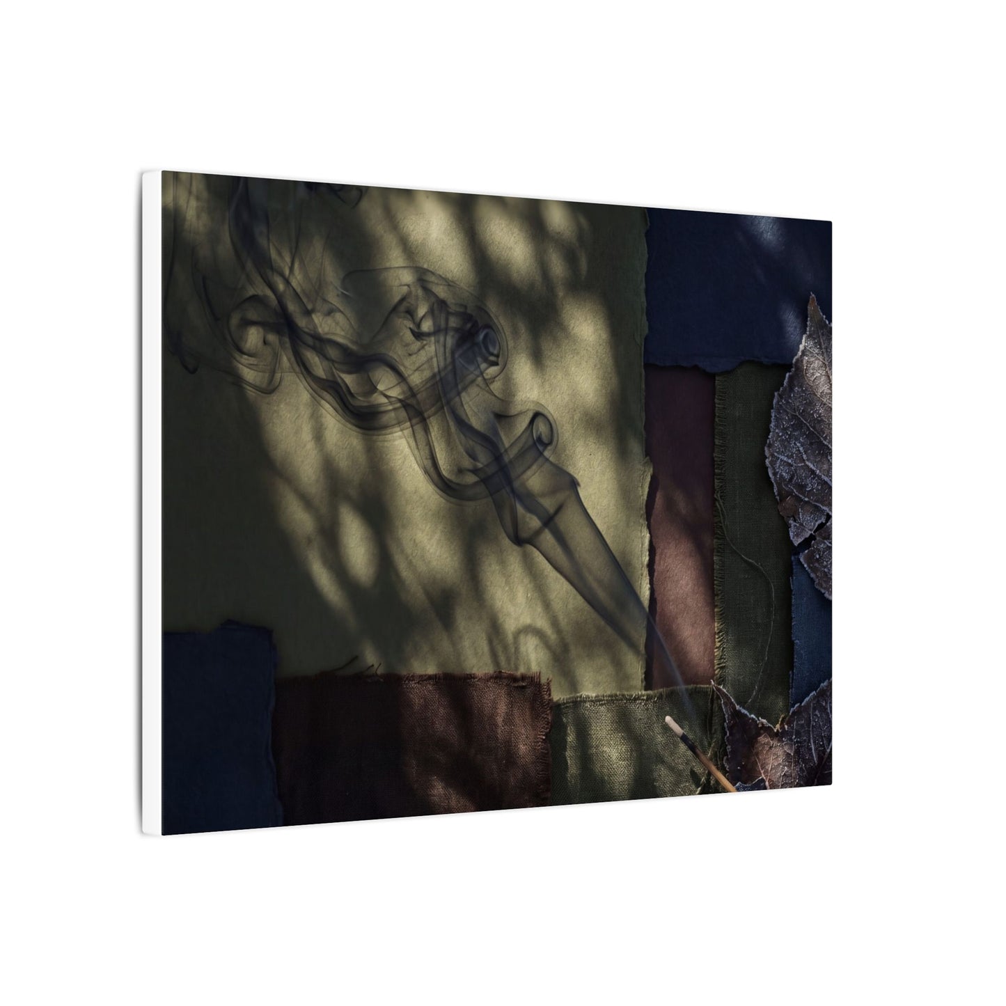 Ma Incense Smoke Canvas Art - Dark Japandi Dark Texture