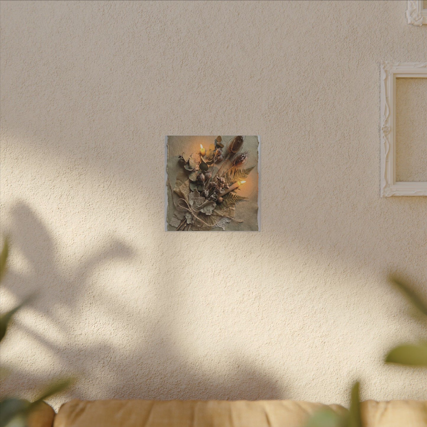 Dried Flowers Texture Canvas Art | Warm Japandi Art