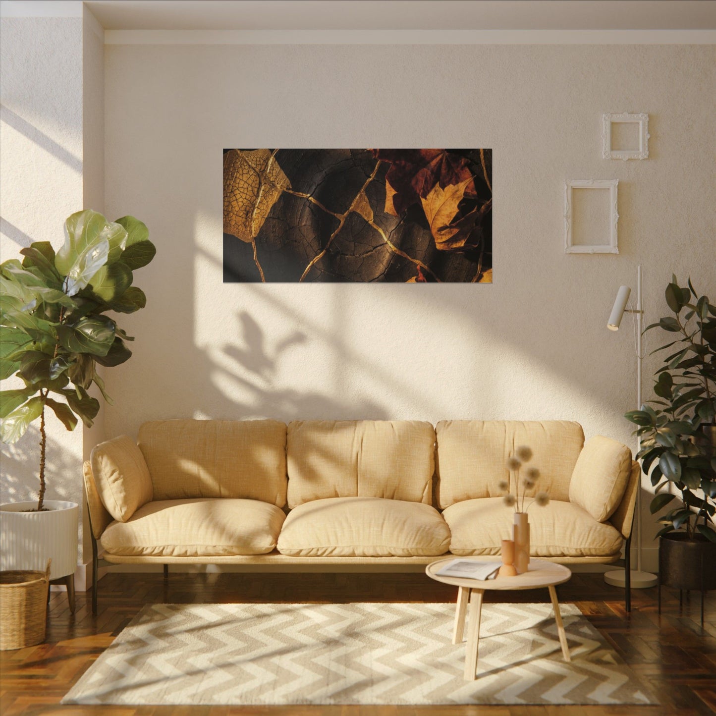 Resilient Shadow Play Canvas Art - Crackle Gold Kintsugi