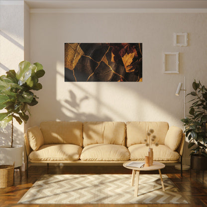 Resilient Shadow Play Canvas Art - Crackle Gold Kintsugi