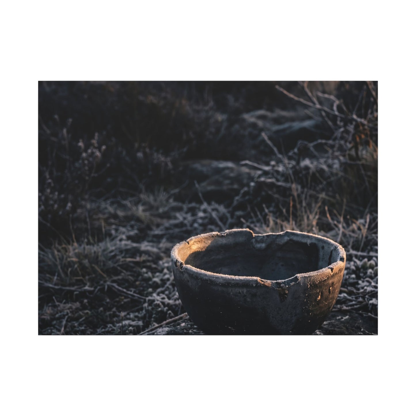Kanso Ceramic Bowl Canvas Art - Dark Japandi Dark Texture