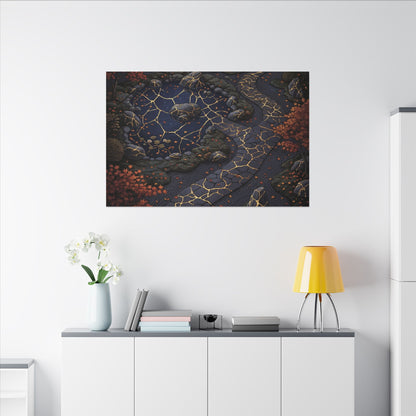 Moonlit Garden Gold Vein Canvas Art | Resilient Kintsugi Art