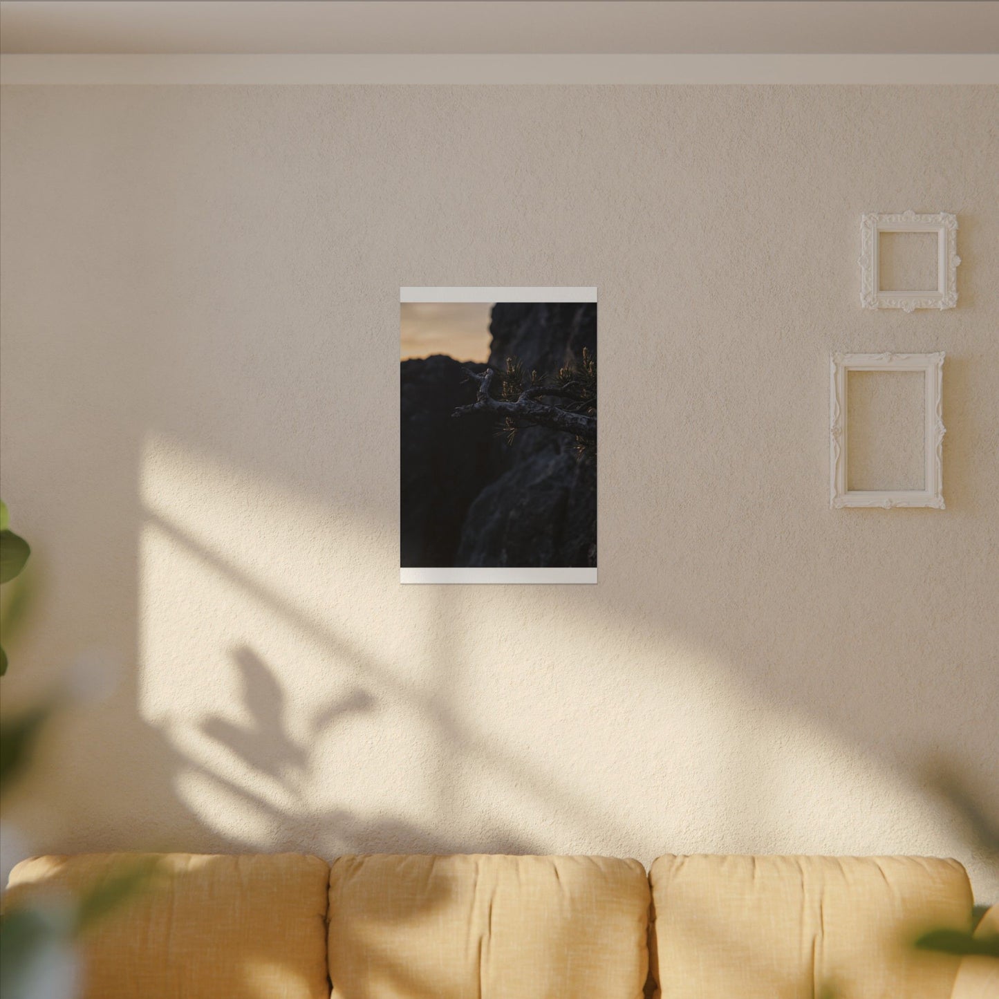 Pine Tree Moody Minimal Canvas Art | Sophisticated Dark Japandi Art