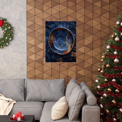 Fukinsei Ceramic Bowl Wall Art Print - Kintsugi Crackle Gold