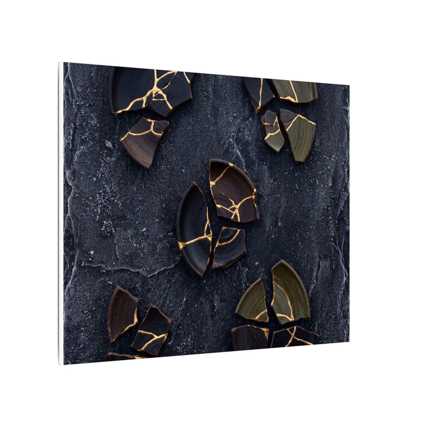 Broken Pottery Canvas Art | Winter Dark Japandi Shadow Zen Art