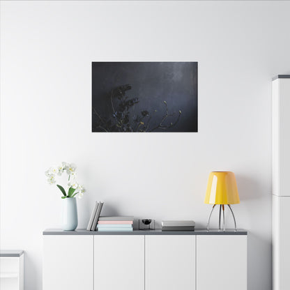 Dried Flowers Spring Canvas Art | Dark Japandi Moody Design