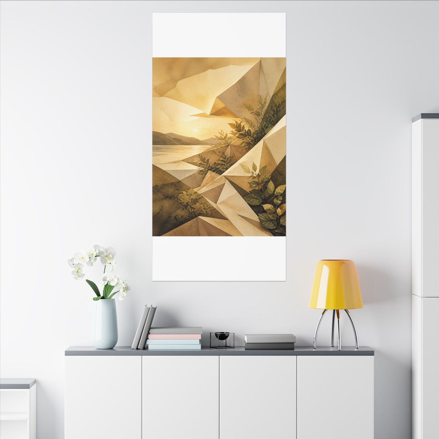 Golden Hour Paper Fold Canvas Art - Japandi Ma