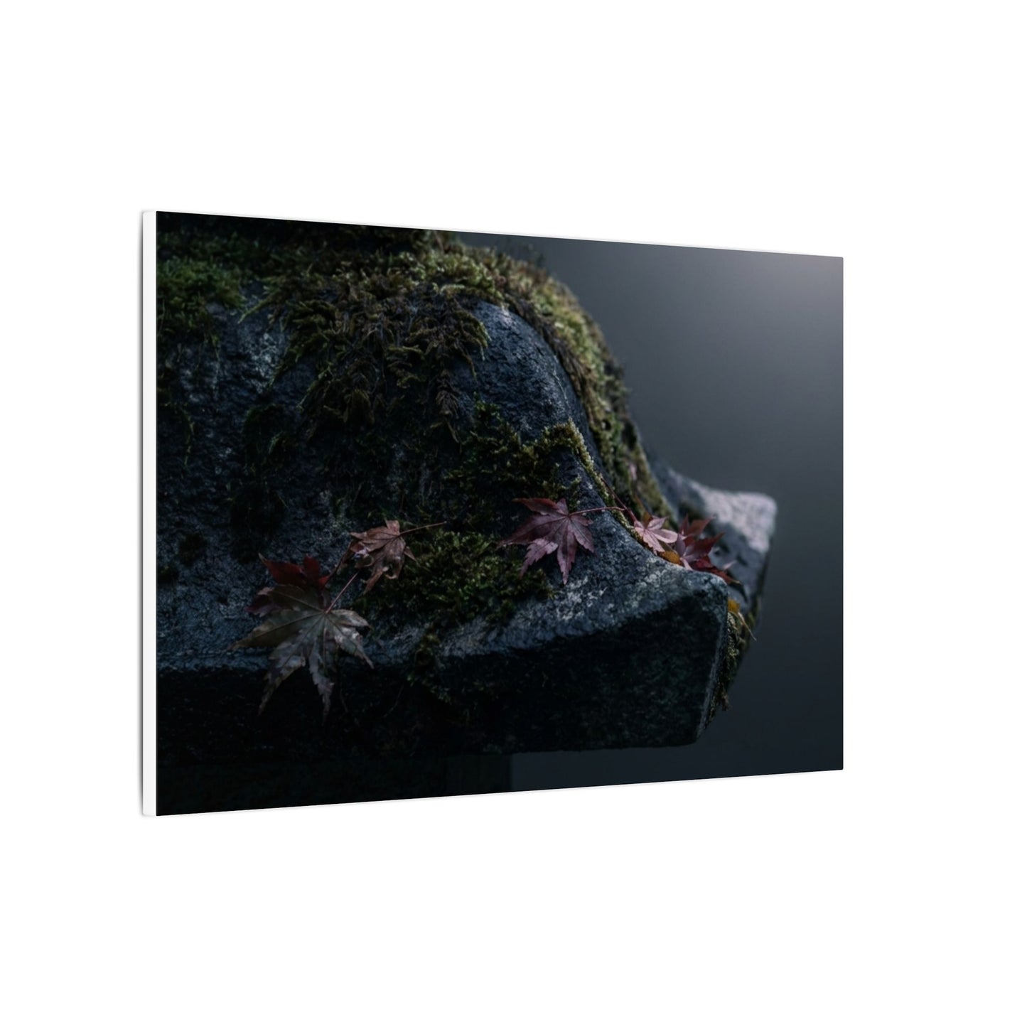 Stone Lantern Moody Minimal Canvas Art | Sophisticated Dark Japandi Art