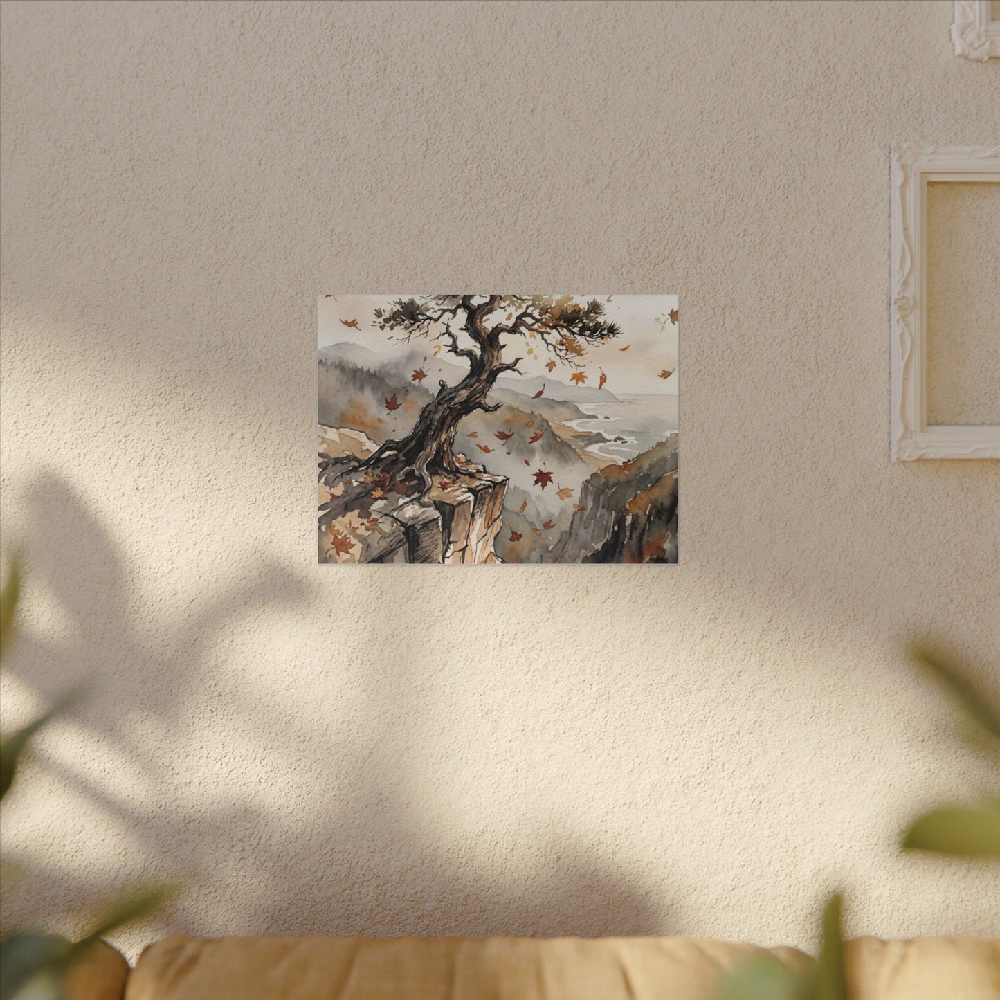 Autumn Pine Tree Watercolor Canvas Art | Warm Decor