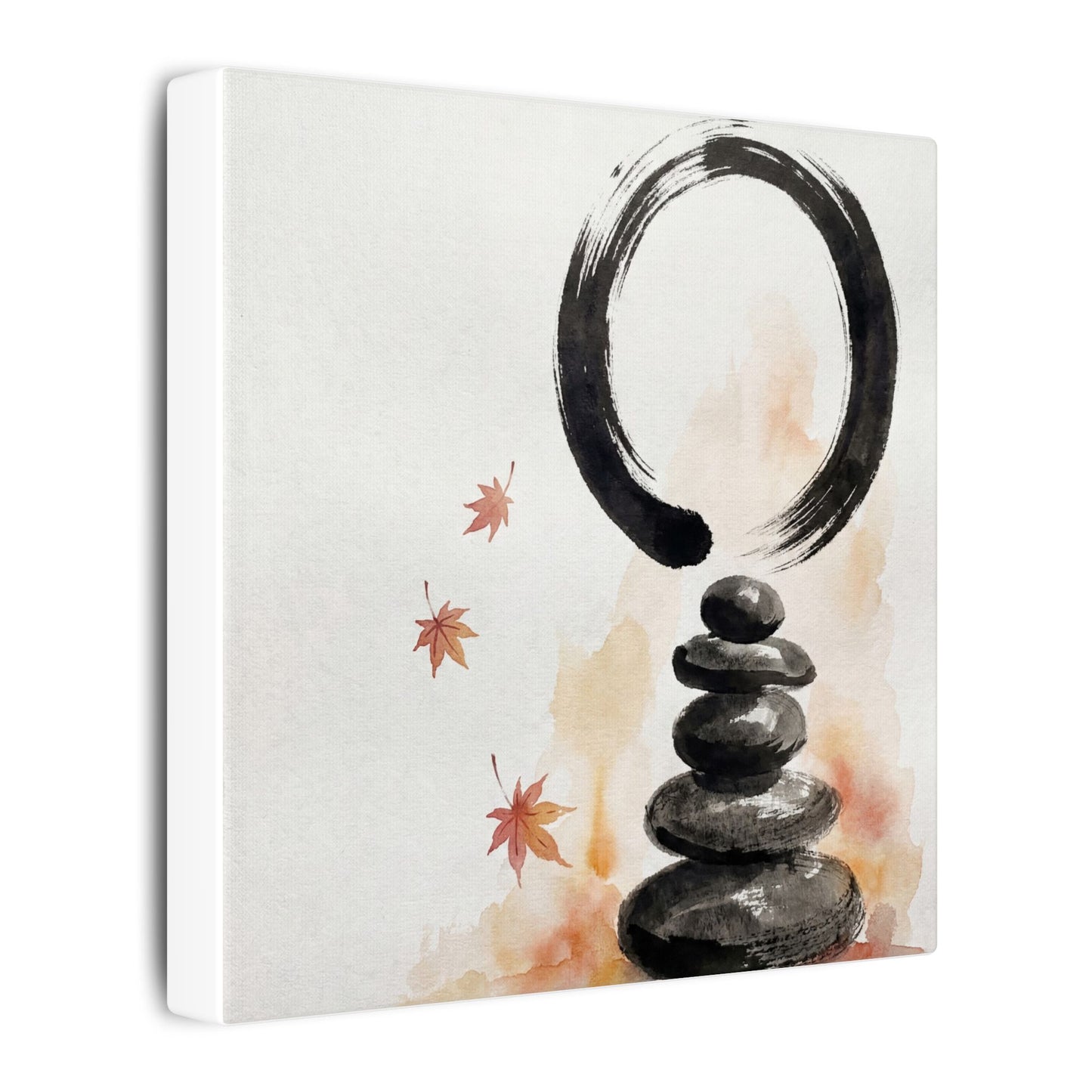 River Stones Canvas Art | Autumn Zen Enso Art