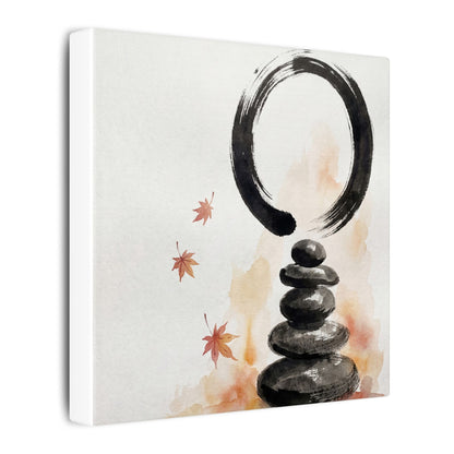 River Stones Canvas Art | Autumn Zen Enso Art