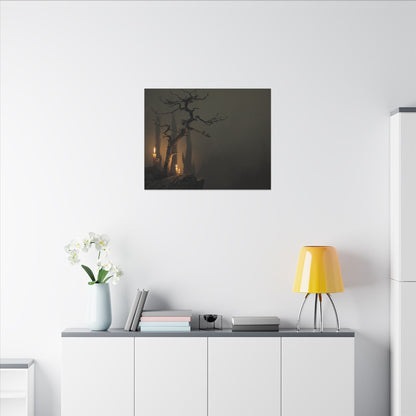 Ma Pine Tree Canvas Art - Dark Japandi Shadow Zen