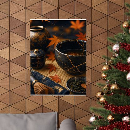 Tea Ceremony Gold Repair Wall Art Print | Healing Kintsugi Art