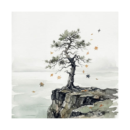 Autumn Pine Tree Watercolor Wall Art Print | Earthy Decor