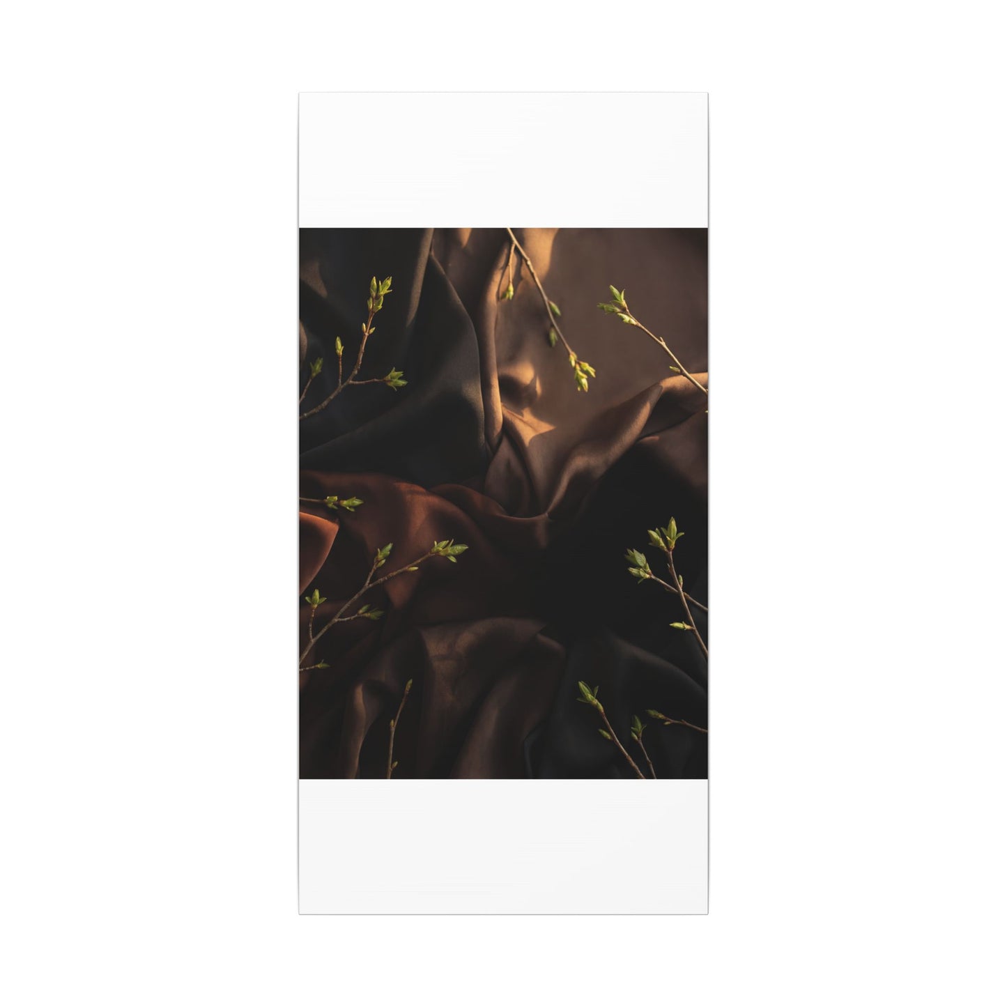 Dark Japandi Silk Drape in Golden Hour | Moody Minimal Canvas Art