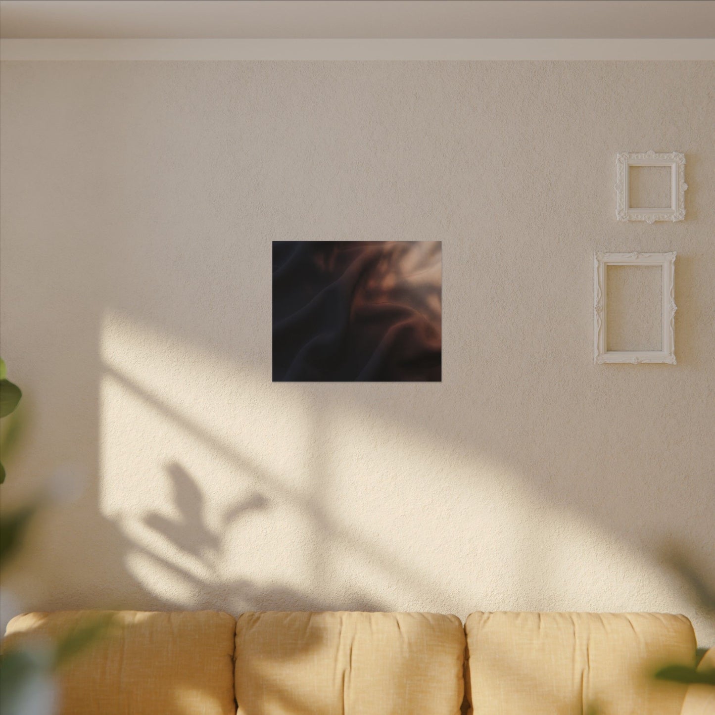 Dark Japandi Silk Drape in Dawn | Shadow Zen Canvas Art