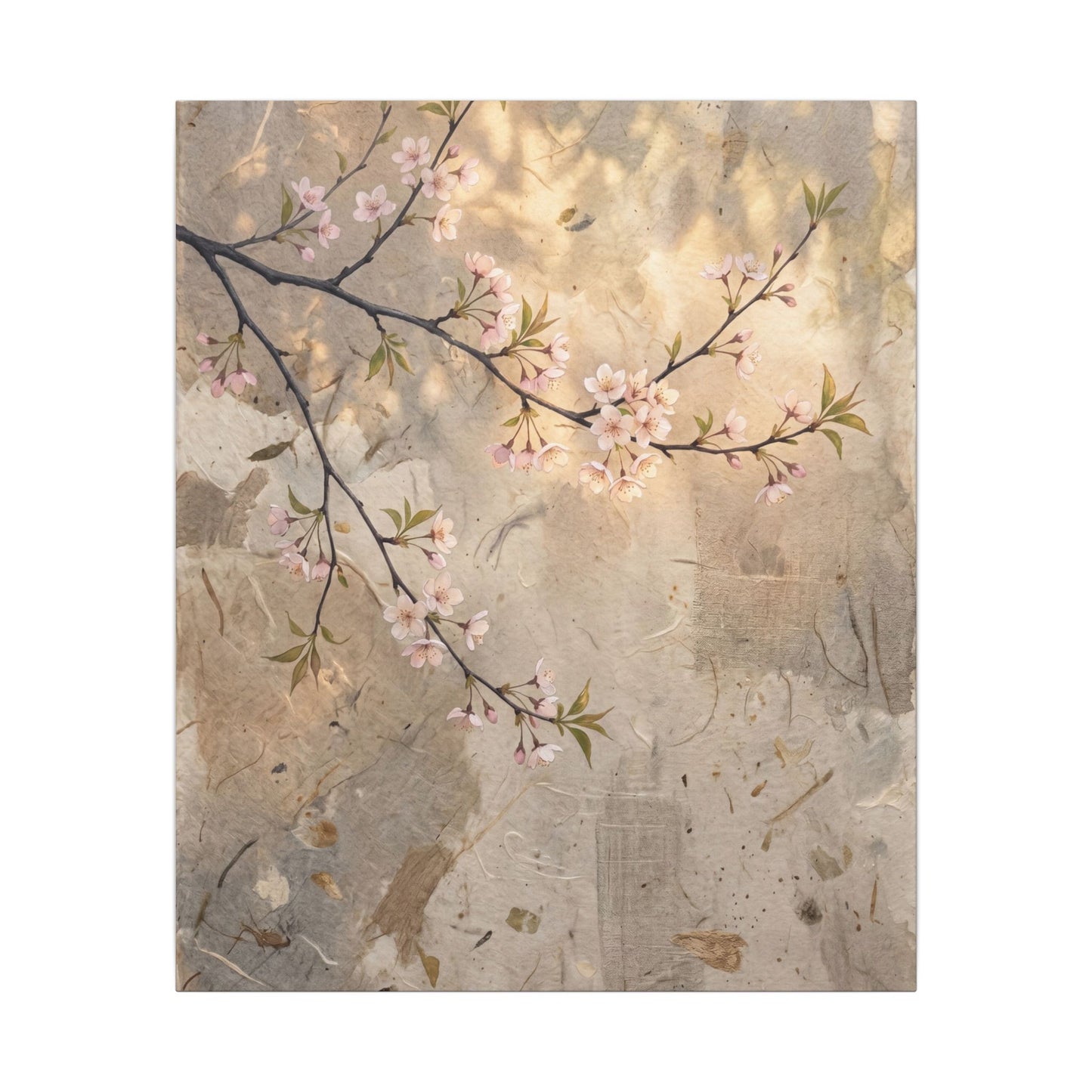 Summer Cherry Blossom Texture Canvas Art | Neutral Decor