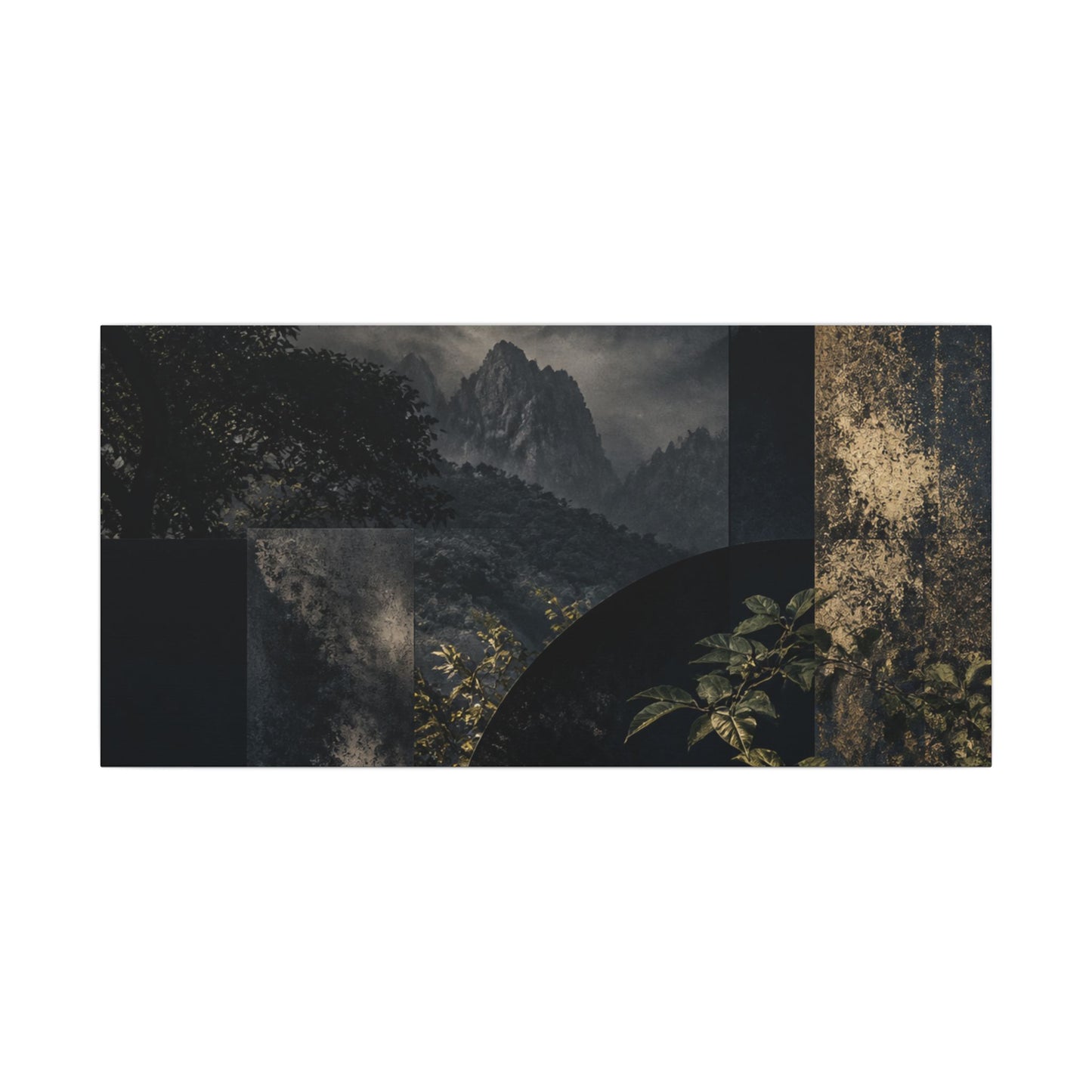Mountain Mist Summer Canvas Art | Dark Japandi Atmospheric Design