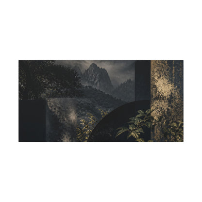 Mountain Mist Summer Canvas Art | Dark Japandi Atmospheric Design
