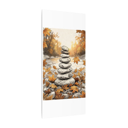 Earthy River Stones Canvas Art - Minimal Line Japandi