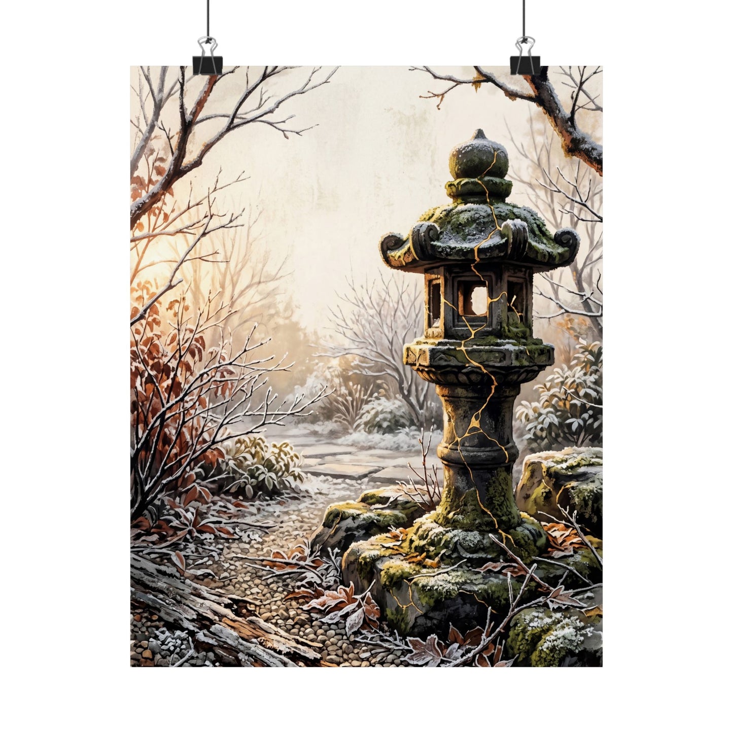 Healing Stone Lantern Wall Art Print - Broken Beauty Kintsugi
