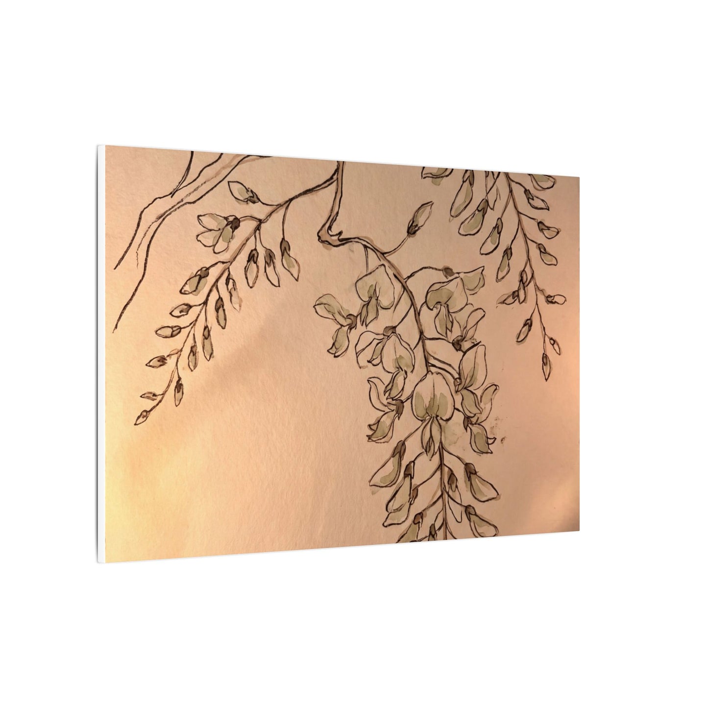 Japandi Wisteria in Candlelight | Minimal Line Canvas Art