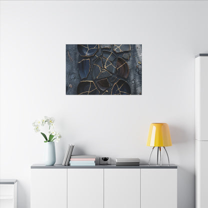 Dark Japandi Broken Pottery in Dappled | Shadow Zen Canvas Art