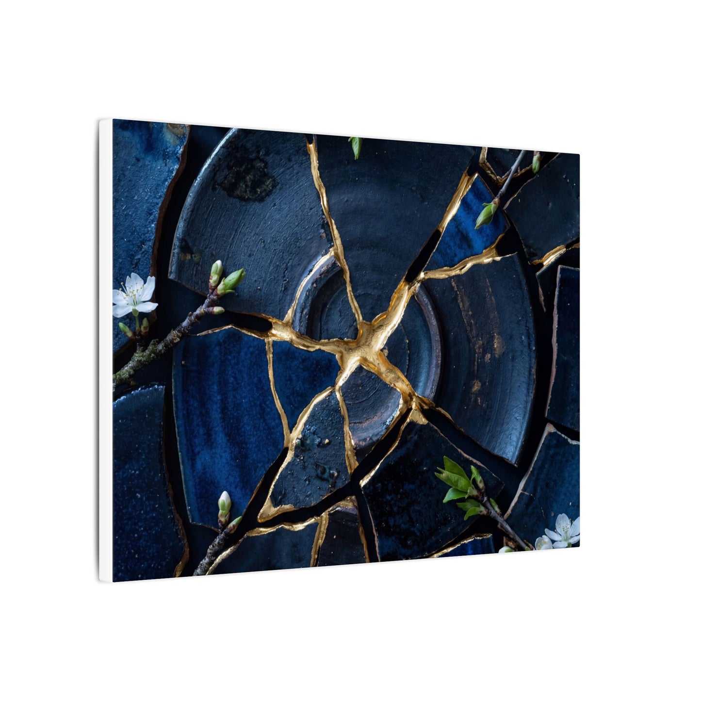 Moonlight Broken Pottery Canvas Art - Kintsugi Fukinsei