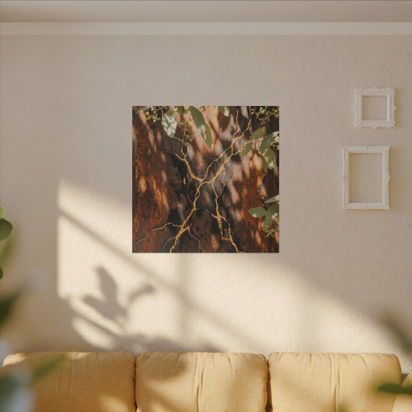 Kanso Rust Patina Canvas Art - Kintsugi Gold Vein