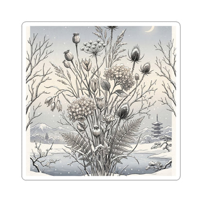 Seijaku Dried Flowers Sticker - Zen Ukiyo E Inspired