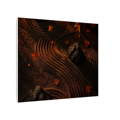 Dark Japandi Rock Garden in Golden Hour | Charcoal Ink Canvas Art
