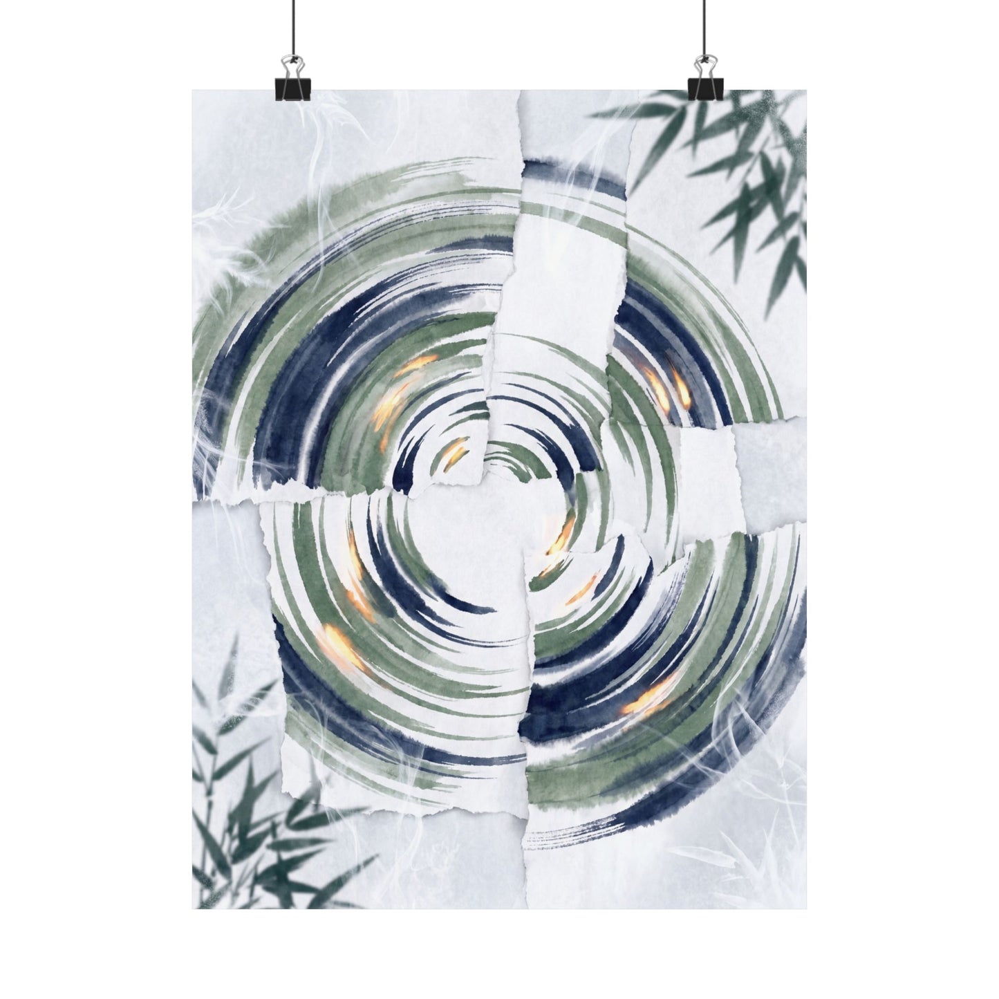 Serene Water Ripple Wall Art Print - Sumi E Zen